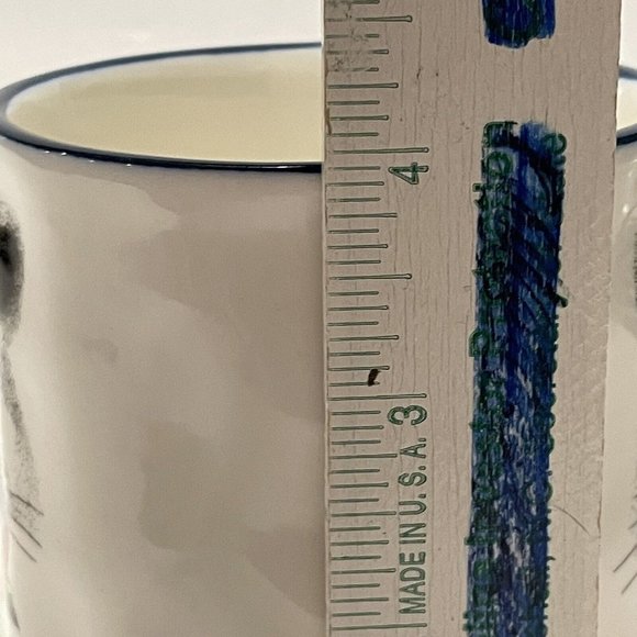 Signature Hipster Cat Kitten Flower Ceramic Coffee Mug Tea Cup Blue Rim 14oz - Picture 7 of 7